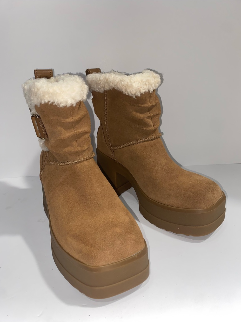 UGG Chestnut Suede Platform Ankle Boots – Women’s Size 5